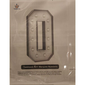 Teebloom - Marquee Light Up Number "0" - with Weighted Water Bag - NEW